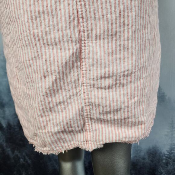 Tommy Bahama Mini Cabana Pink Striped Linen Fringe Shift Dress | Women's S/P - Picture 11 of 15